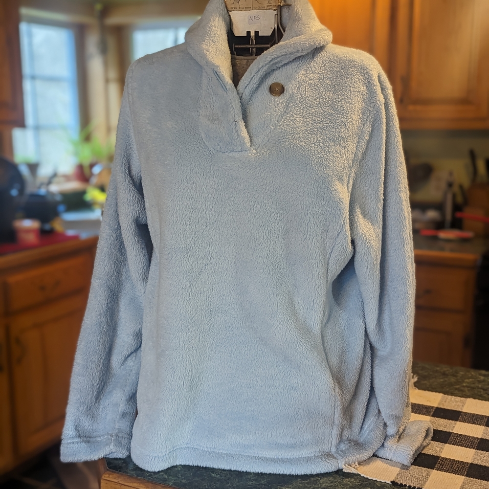 Cozy Blue Fleece Pullover Sweater